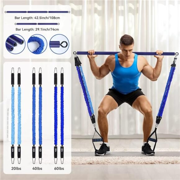 Portable Pilates Bar Kit with Resistance Bands for Men and Women，Upgraded - Picture 5 of 7